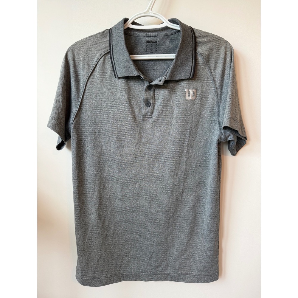 Wilson Mens Performance Polo Shirt Grey Short Sleeve Tennis Golf Top Small 0989